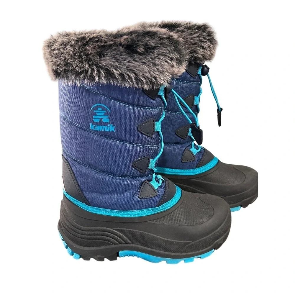 Kamik Kids Navy Blue Teal Waterproof Insulated Snow Boots Gorpcore Ski Size 1